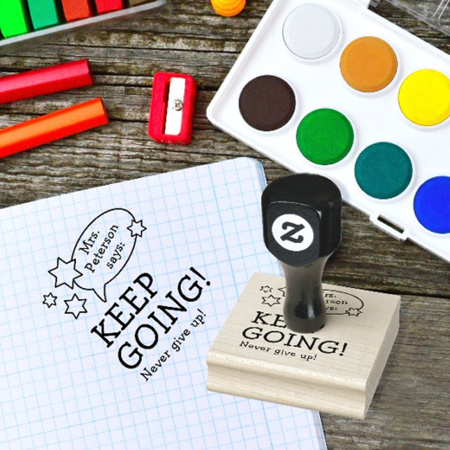 Modern Fun Teacher Encouragement Back To School Rubber Stamp (Creator Uploaded)