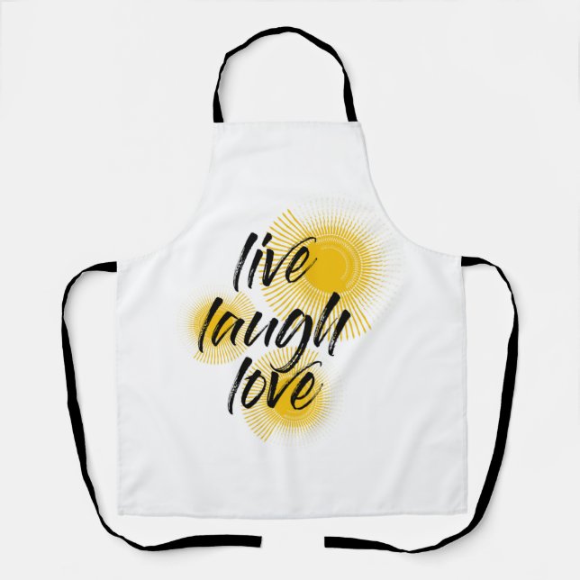 Modern, fun, trendy design of Live Laugh Love Apron (Front)