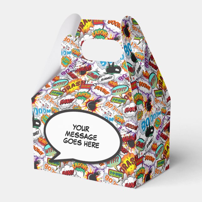 Modern Fun Trendy Personalised Comic Book Favour Box (Front Side)