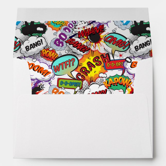 Modern Fun Typographic Colourful Comic Book Envelope (Back (Bottom))