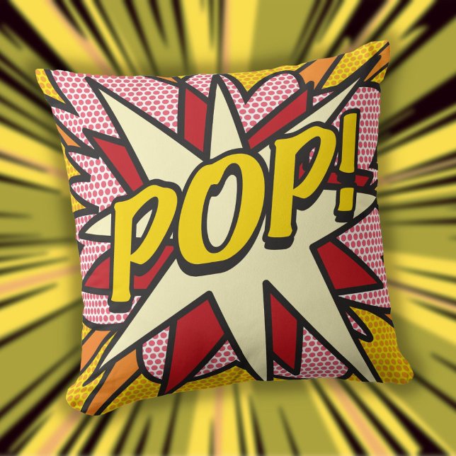 Modern Fun Typographic Geometric Comic POP Cushion (Creator Uploaded)