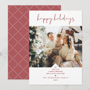 Modern Fun Typography Cherry Red Christmas Photo Holiday Card