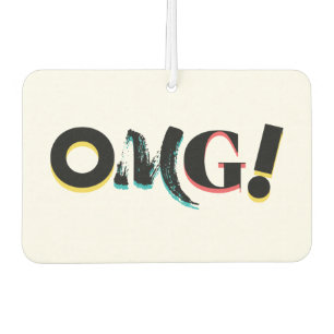 Modern, fun, vibrant, bold, trendy design of OMG! Car Air Freshener