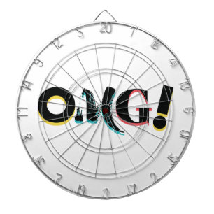 Modern, fun, vibrant, bold, trendy design of OMG! Dartboard