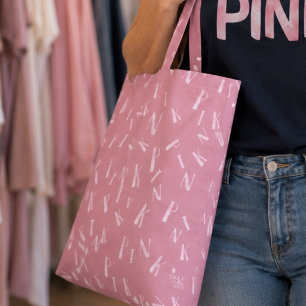 Modern Fun Watercolor Pink Letter Pattern Tote Bag