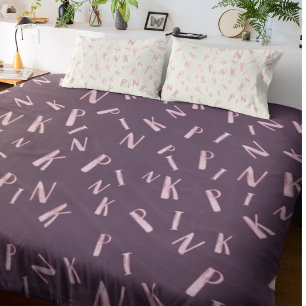 Modern Fun Watercolor Plum Pink Letter Pattern Fleece Blanket