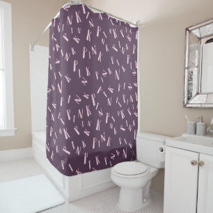 Modern Fun Watercolor Plum Pink Letter Pattern Shower Curtain