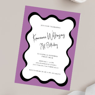 modern fun wavy 21st birthday invitation