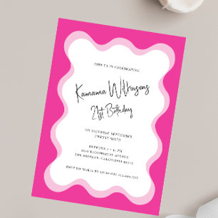 modern fun wavy 21st birthday invitation