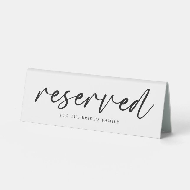 Modern Fun Wedding Reserved Table Tent Sign (Front)