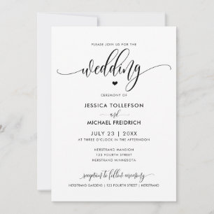 Modern Fun Wedding Typography Calligraphy Invitation