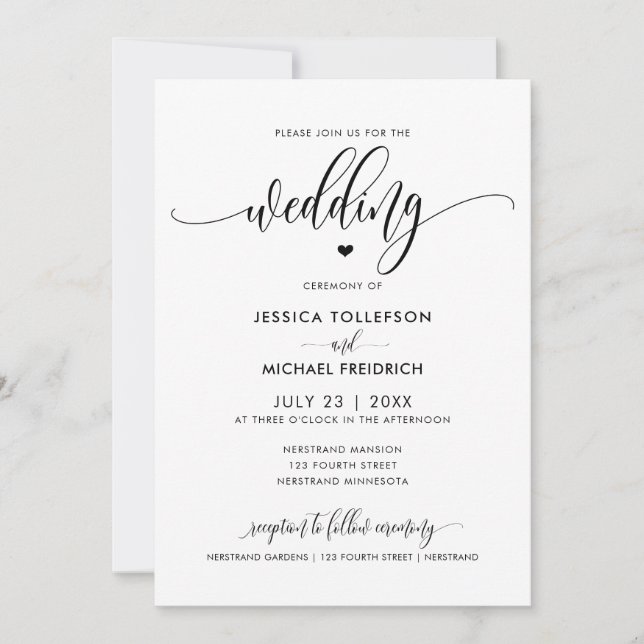 Modern Fun Wedding Typography Calligraphy Invitation (Front)