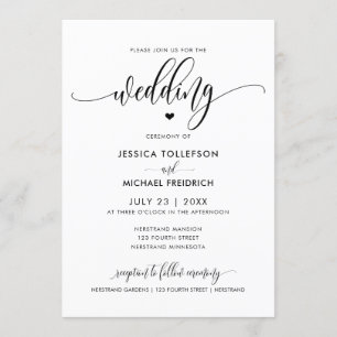 Modern Fun Wedding Typography Calligraphy Invitation