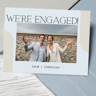 Modern Fun We're Engaged! Light Blue Engagement Postcard