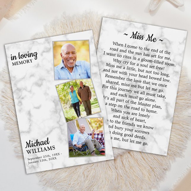 Modern Funeral 3 Photo Memorial Prayer Card (Creator Uploaded)
