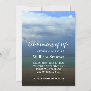 Modern Funeral   Beach Celebration of Life Invitation