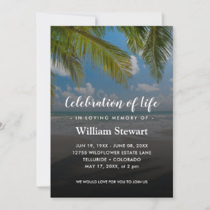 Modern Funeral   Beach Palms Celebration of Life Invitation
