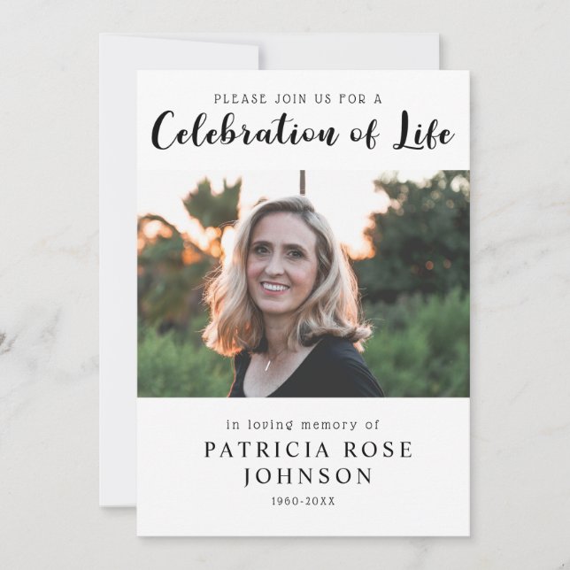 Modern Funeral Celebration of Life Invitation (Front)