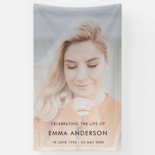 Modern Funeral | Celebration of Life Large Photo Banner (Vertical)