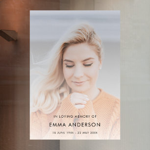 Modern Funeral Celebration of Life Large Photo Window Cling