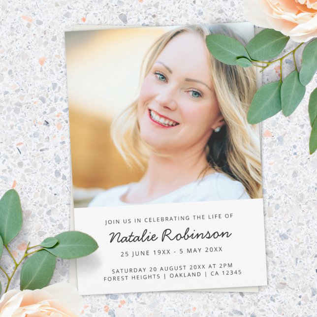 Modern Funeral | Celebration of Life Minimalist Invitation (Creator Uploaded)