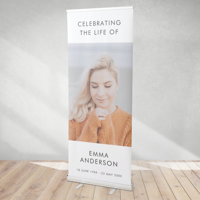 Modern Funeral | Celebration of Life Minimalist Retractable Banner (Creator Uploaded)