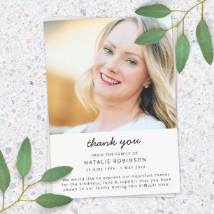 Modern Funeral   Celebration of Life Minimalist Thank You Card