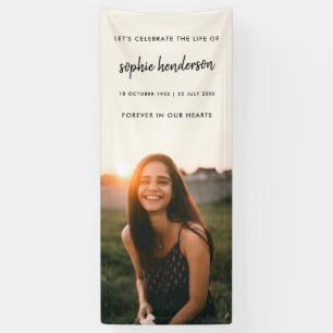 Modern Funeral   Celebration of Life Photo Cream Banner
