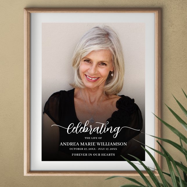 Modern Funeral Celebration of Life Photo Poster (Funeral Celebration of Life photo poster, PRINTED and/or INSTANT DOWNLOAD (this frame not included))
