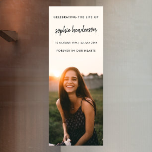 Modern Funeral Celebration of Life Photo Script Window Cling