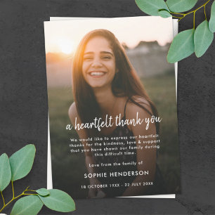 Modern Funeral   Celebration of Life Photo Thank You Card