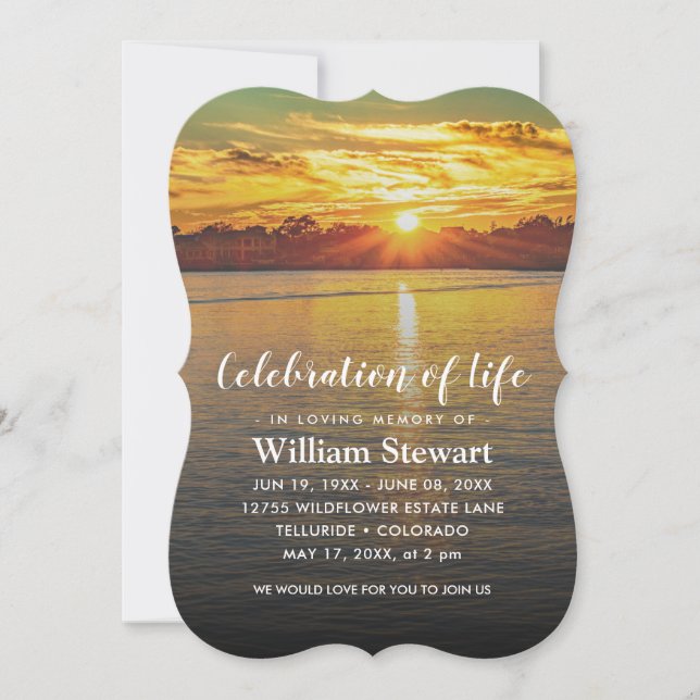 Modern Funeral | Celebration of Life Sunset Invitation (Front)
