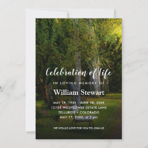 Modern Funeral   Forest Celebration of Life Invitation