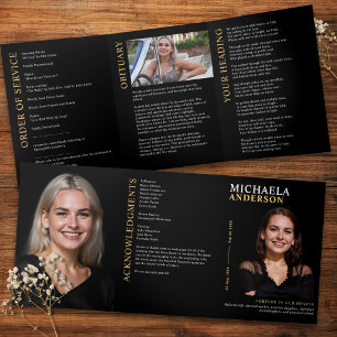 Modern Funeral / Memorial / Celebration of Life Tri-Fold Programme