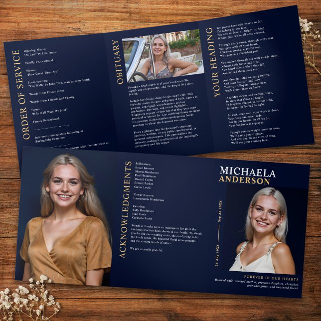 Modern Funeral / Memorial / Celebration of Life Tri-Fold Programme (Creator Uploaded)