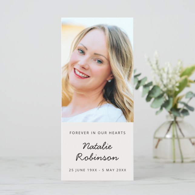 Modern Funeral | Memorial Photo Poem Favour Card (Standing Front)