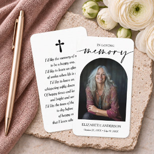 Modern Funeral Memorial Prayer Photo Card