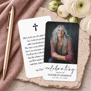 Modern Funeral Memorial Prayer Photo Card