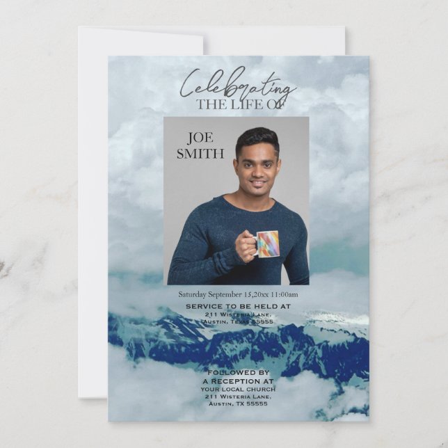 Modern Funeral memorial Service Invitation (Front)
