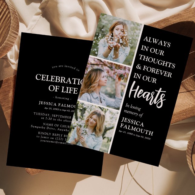 Modern Funeral Memorial Service Photo Collage Invitation (Creator Uploaded)