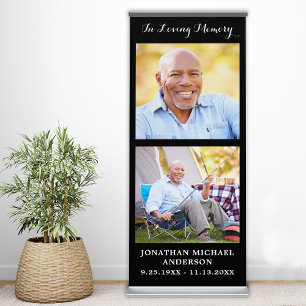 Modern Funeral Personalised 2 Photo Memorial Retractable Banner