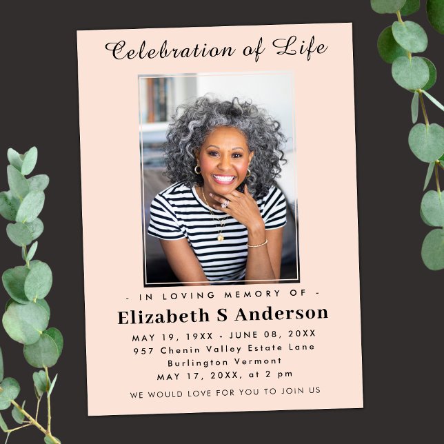 Modern Funeral photo | Celebration of Life Minimal Invitation (Creator Uploaded)