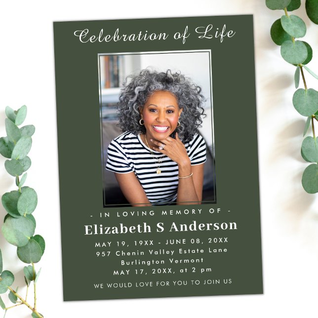 Modern Funeral photo | Celebration of Life Minimal Invitation (Creator Uploaded)