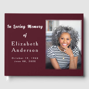 Modern Funeral photo   In Loving Memory Minimalist Guest Book