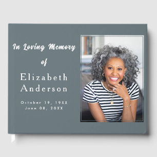 Modern Funeral photo   In Loving Memory Minimalist Guest Book