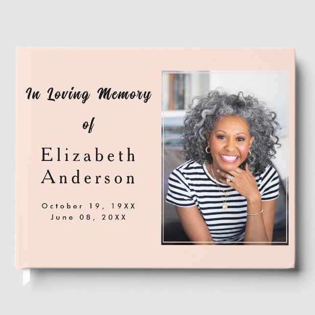 Modern Funeral photo | In Loving Memory Minimalist Guest Book (Front)