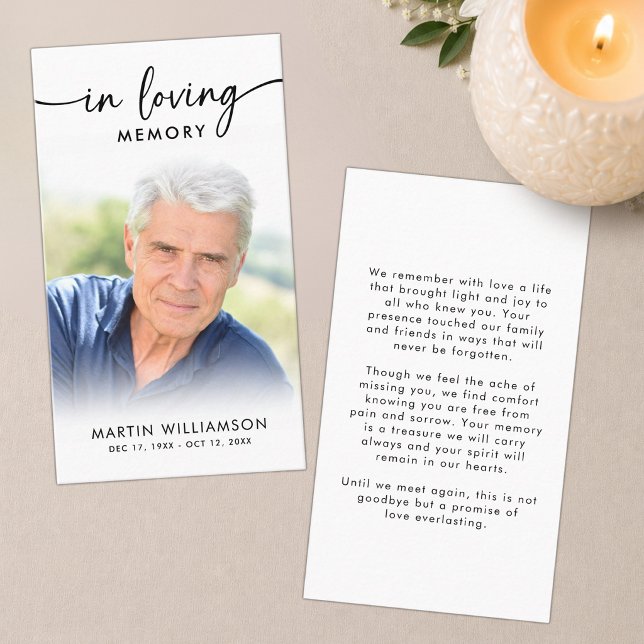 Modern Funeral Photo Loving Memory Prayer Card (Creator Uploaded)