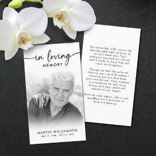 Modern Funeral Photo Loving Memory Prayer Card