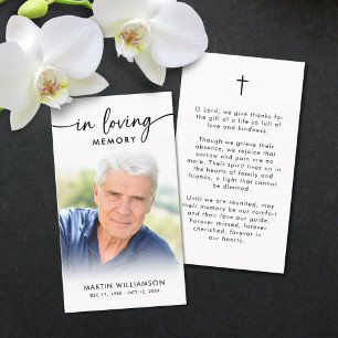 Modern Funeral Photo Loving Memory Prayer Card