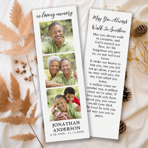 Modern Funeral Photo Memorial Remembrance Bookmark